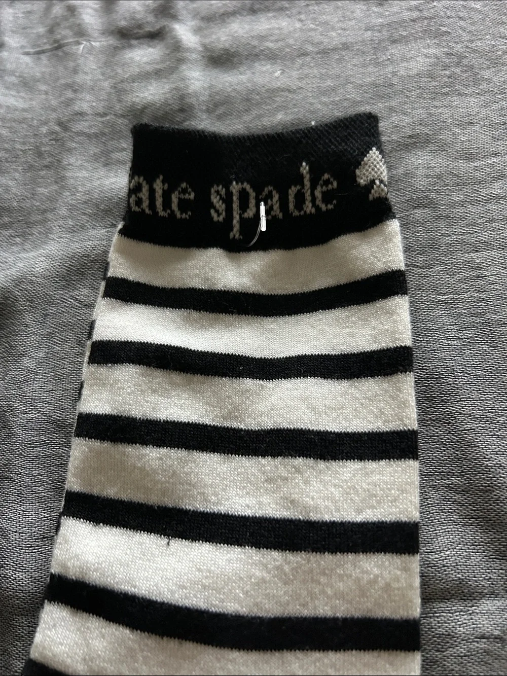kate spade Black & White Horizontal Stripe Crew Socks